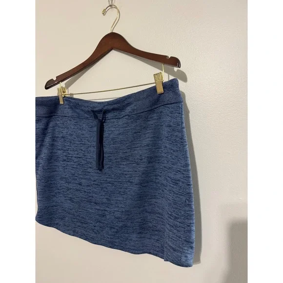 Athleta Blue Space Dye Heathered Athletic Skirt XL Drawstring Back Zip Pocket - Picture 3 of 7